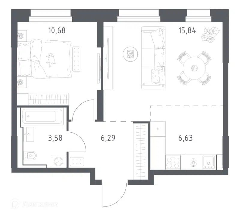 1-комнатная квартира 43.02 м² Квартал Строгино