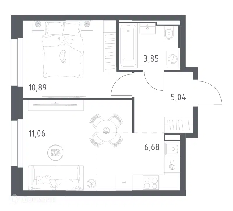 1-комнатная квартира 37.52 м² Квартал Строгино