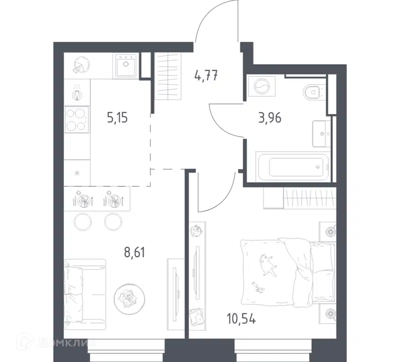 1-комнатная квартира 33.03 м² Квартал Строгино