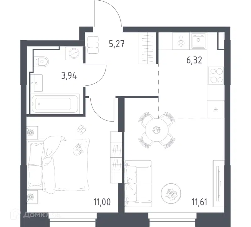 1-комнатная квартира 38.14 м² Квартал Строгино