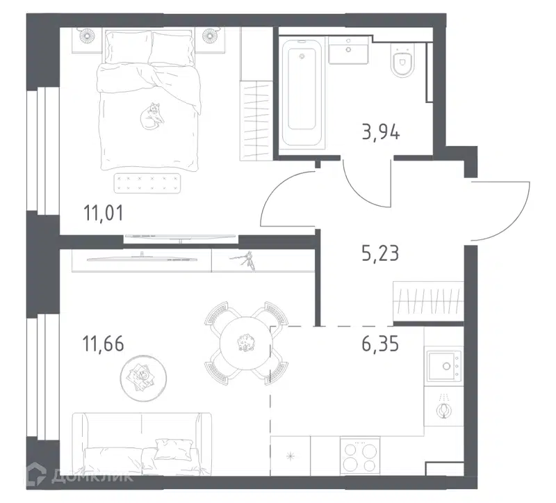 1-комнатная квартира 38.19 м² Квартал Строгино