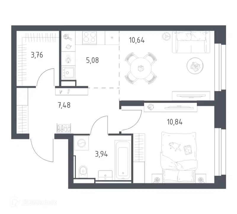 1-комнатная квартира 41.5 м² Квартал Строгино