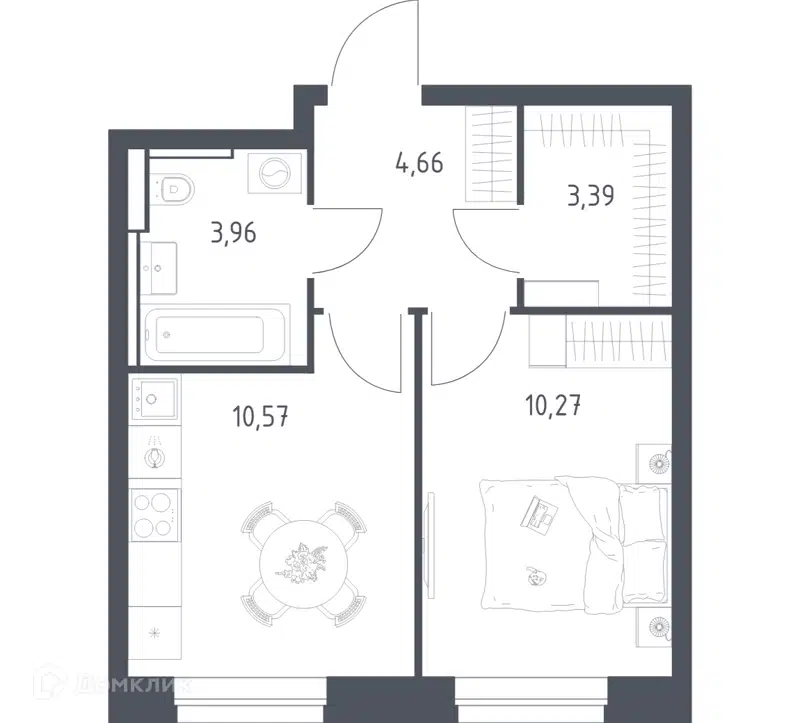 1-комнатная квартира 32.85 м² Квартал Строгино