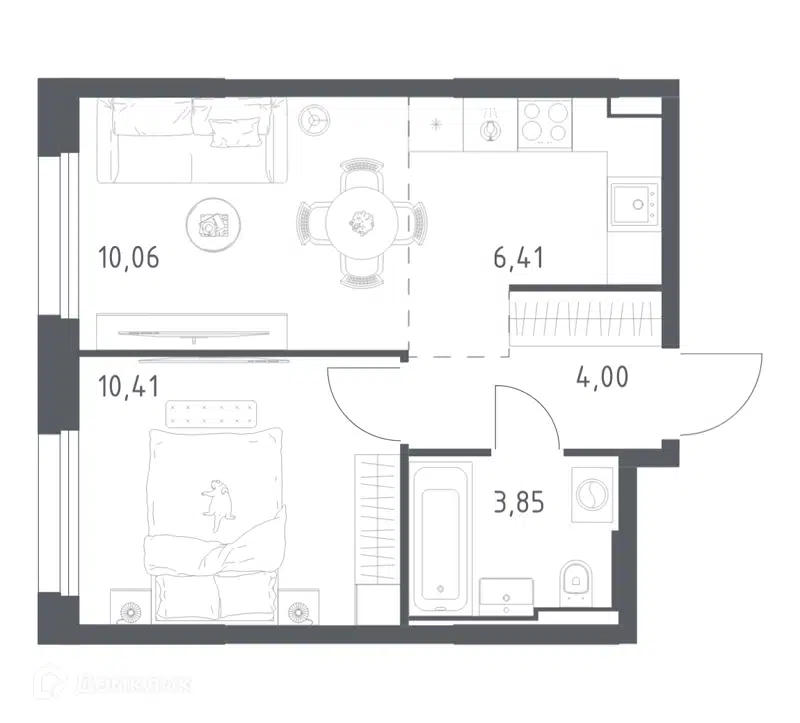 1-комнатная квартира 34.73 м² Квартал Строгино