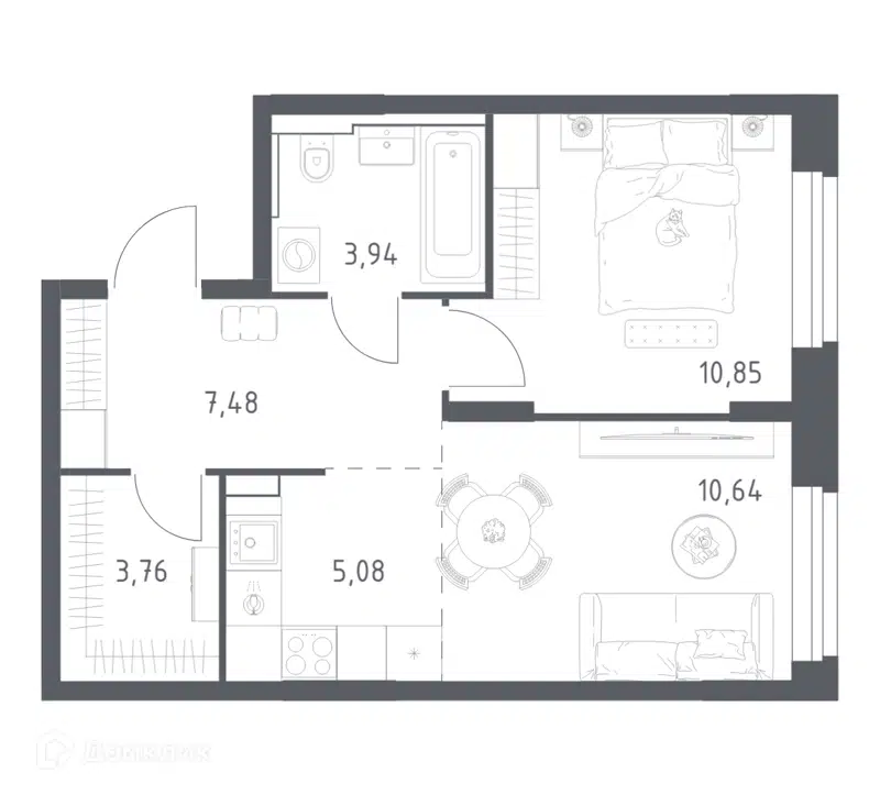 1-комнатная квартира 41.75 м² Квартал Строгино