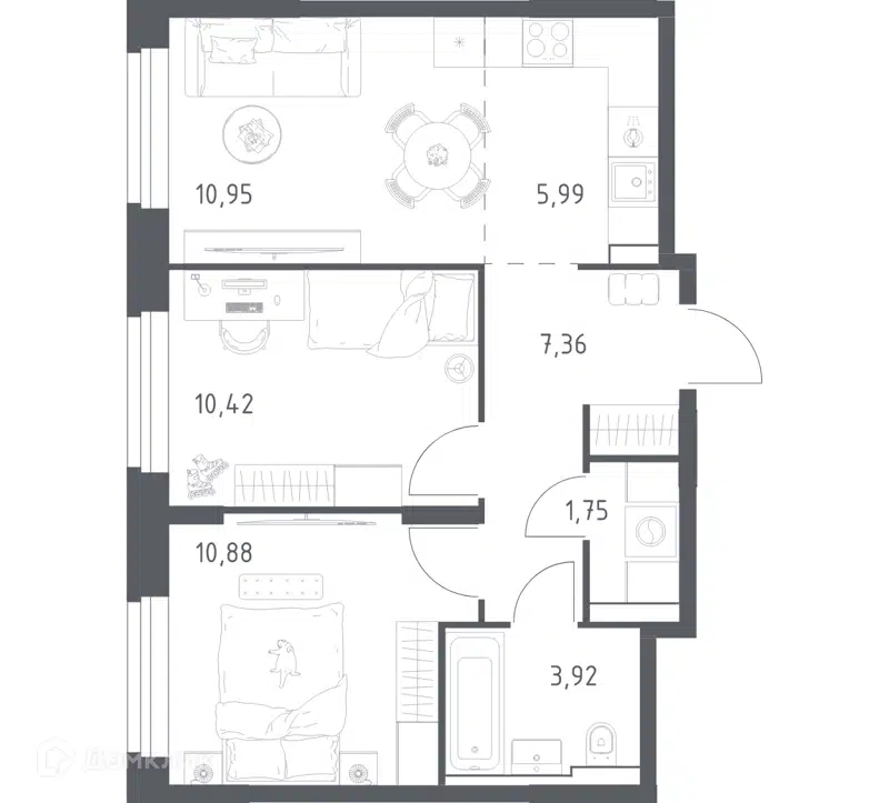 2-комнатная квартира 51.27 м² Квартал Строгино