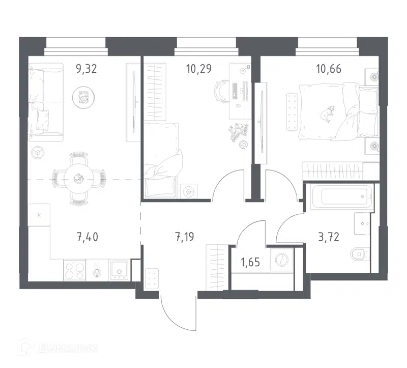 2-комнатная квартира 50.23 м² Квартал Строгино