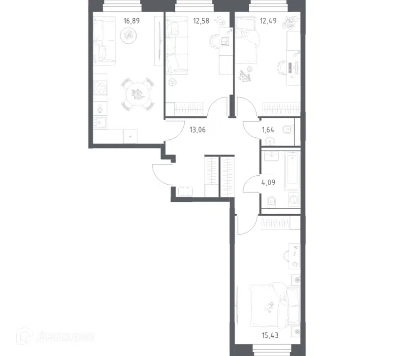 3-комнатная квартира 76.18 м² Квартал Строгино