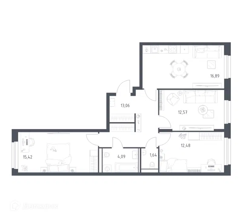 3-комнатная квартира 76.15 м² Квартал Строгино
