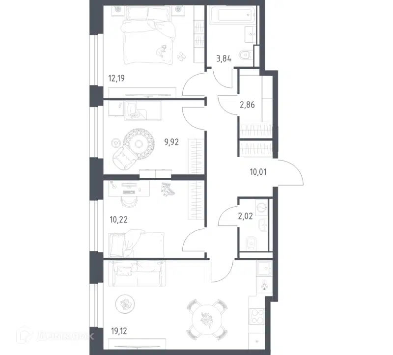 3-комнатная квартира 70.18 м² Квартал Строгино