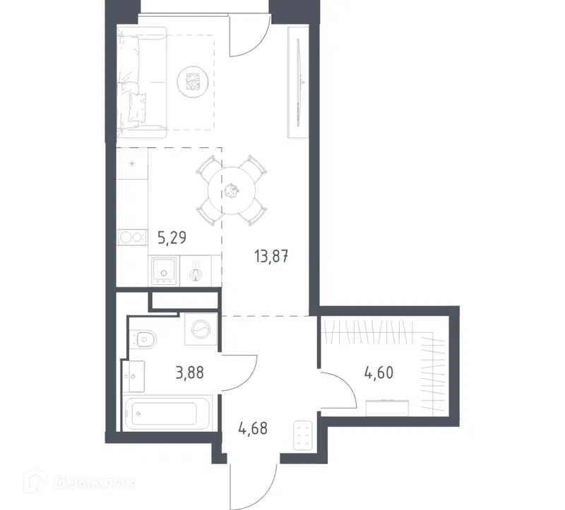 1-комнатная квартира 32.32 м² Квартал на воде