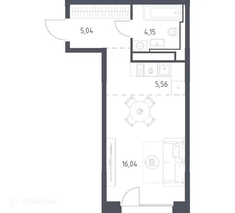 1-комнатная квартира 30.79 м² Квартал на воде