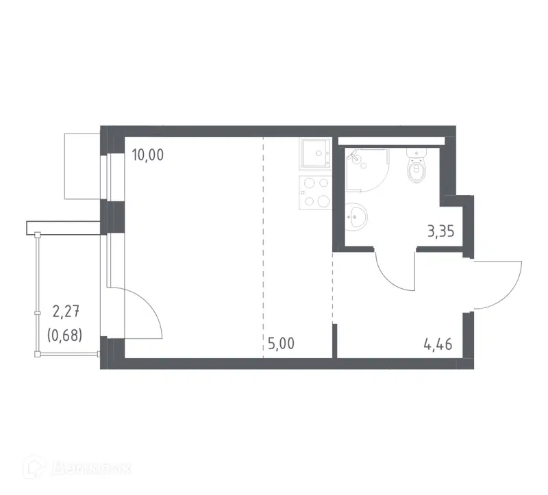 Студия 23.49 м² Квартал Западный