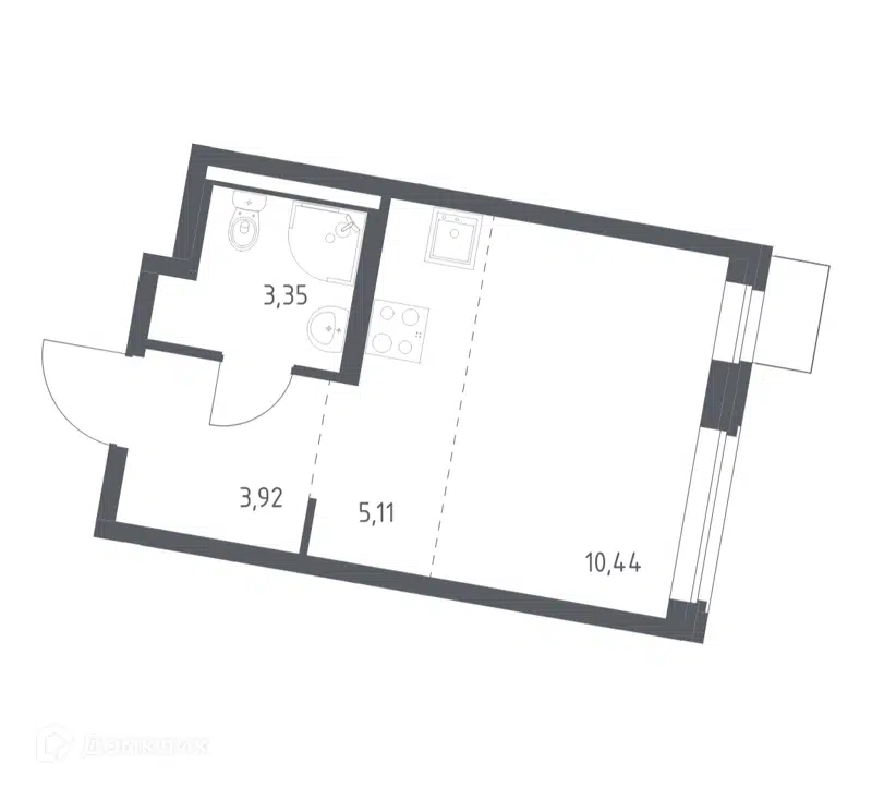 Студия 22.82 м² Квартал Западный