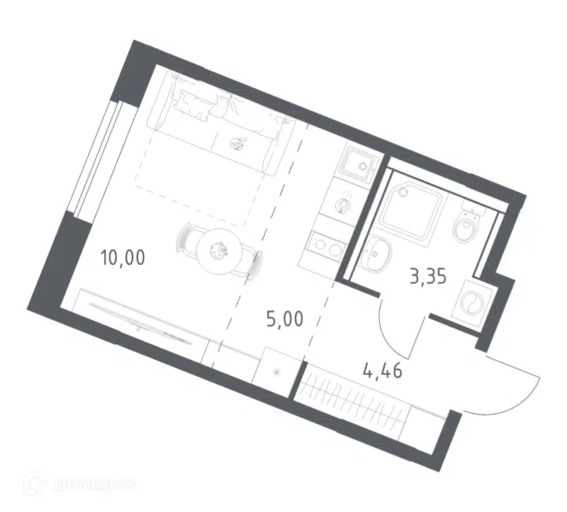 Студия 22.81 м² Квартал Западный