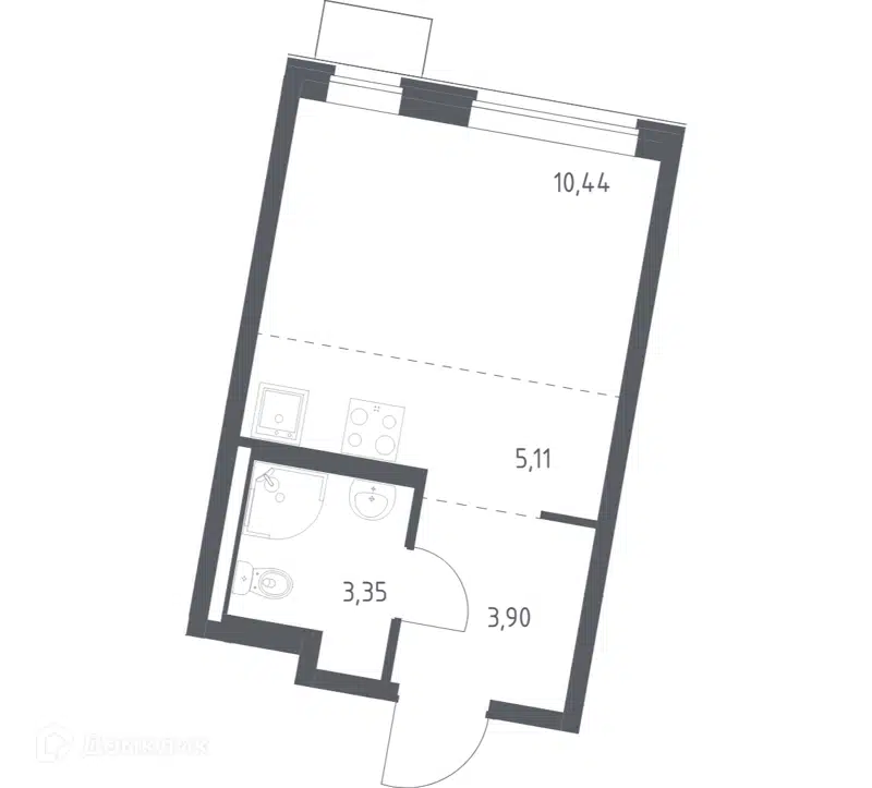 Студия 22.8 м² Квартал Западный