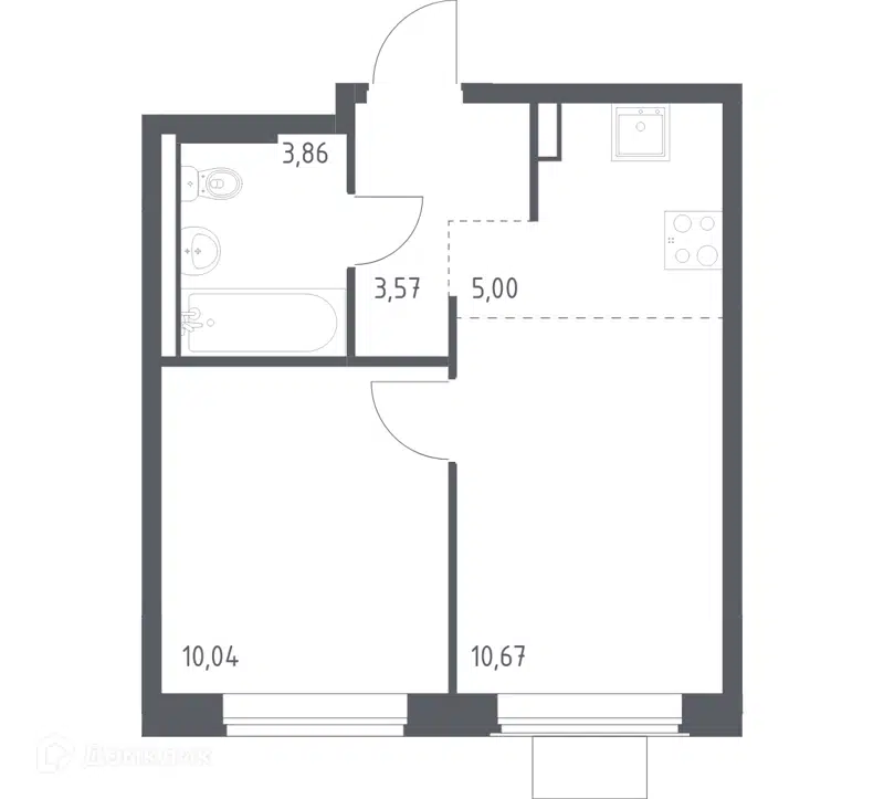 1-комнатная квартира 33.14 м² Квартал Западный