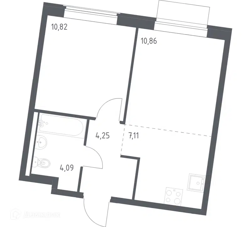 1-комнатная квартира 37.13 м² Квартал Западный