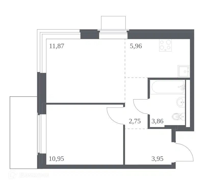 1-комнатная квартира 39.34 м² Квартал Западный