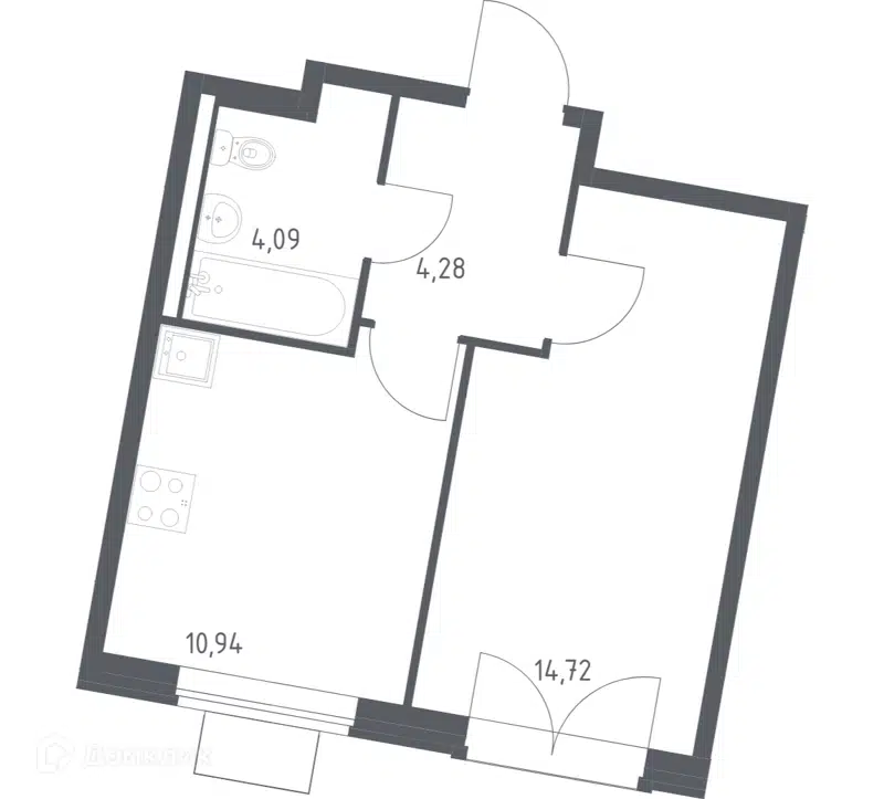 1-комнатная квартира 34.03 м² Квартал Западный