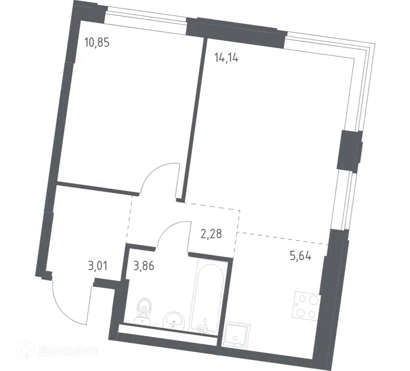 1-комнатная квартира 39.78 м² Квартал Западный