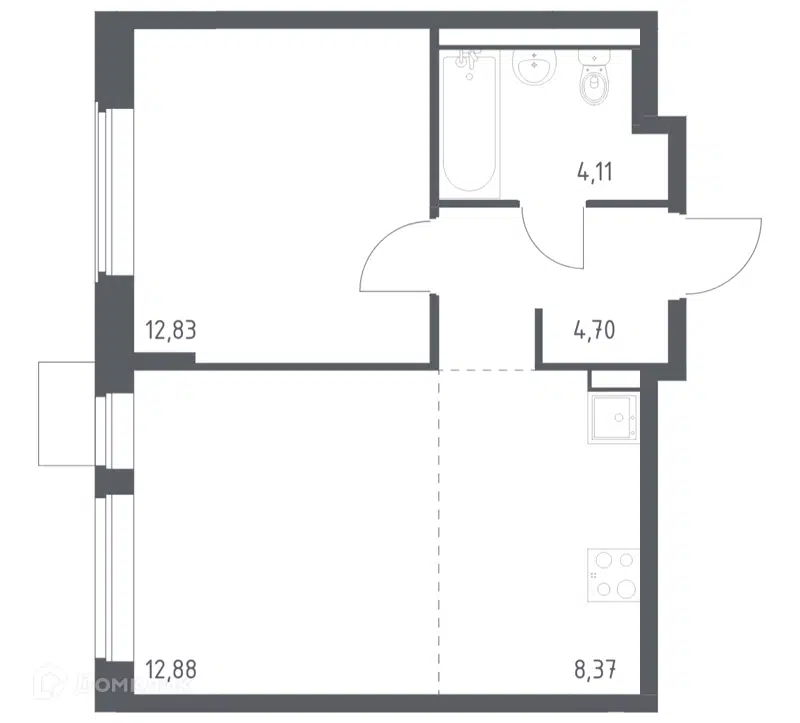 1-комнатная квартира 42.89 м² Квартал Западный