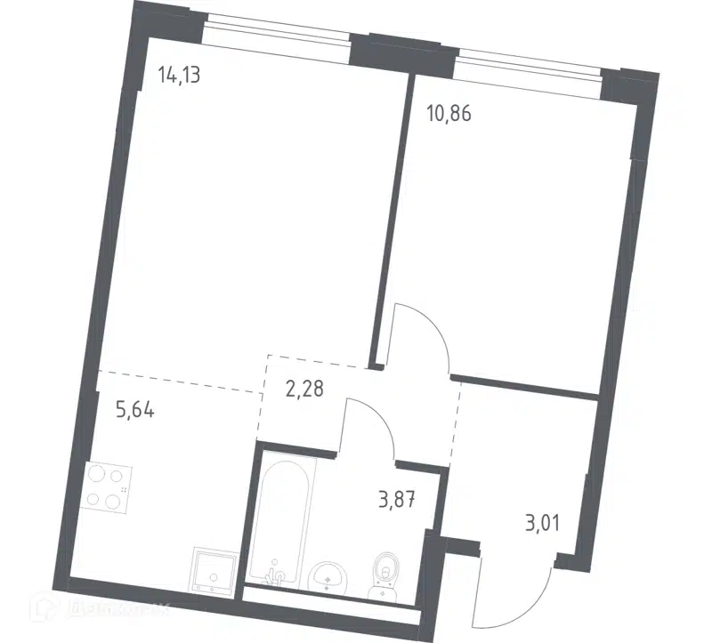 1-комнатная квартира 39.79 м² Квартал Западный
