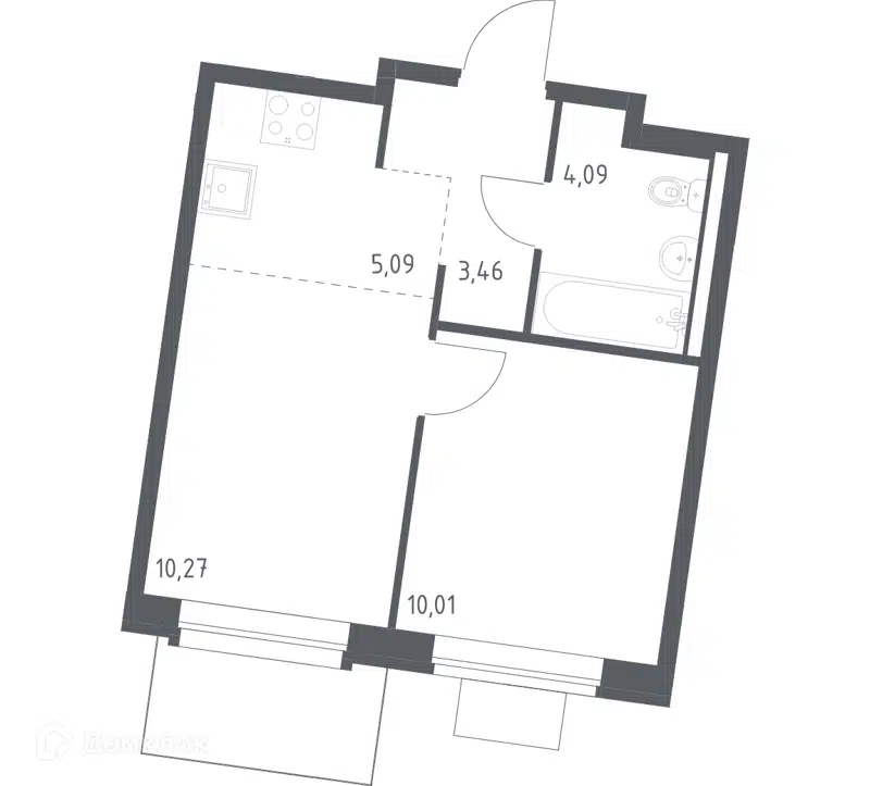 1-комнатная квартира 32.92 м² Квартал Западный