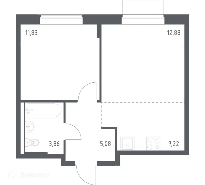 1-комнатная квартира 40.87 м² Квартал Западный