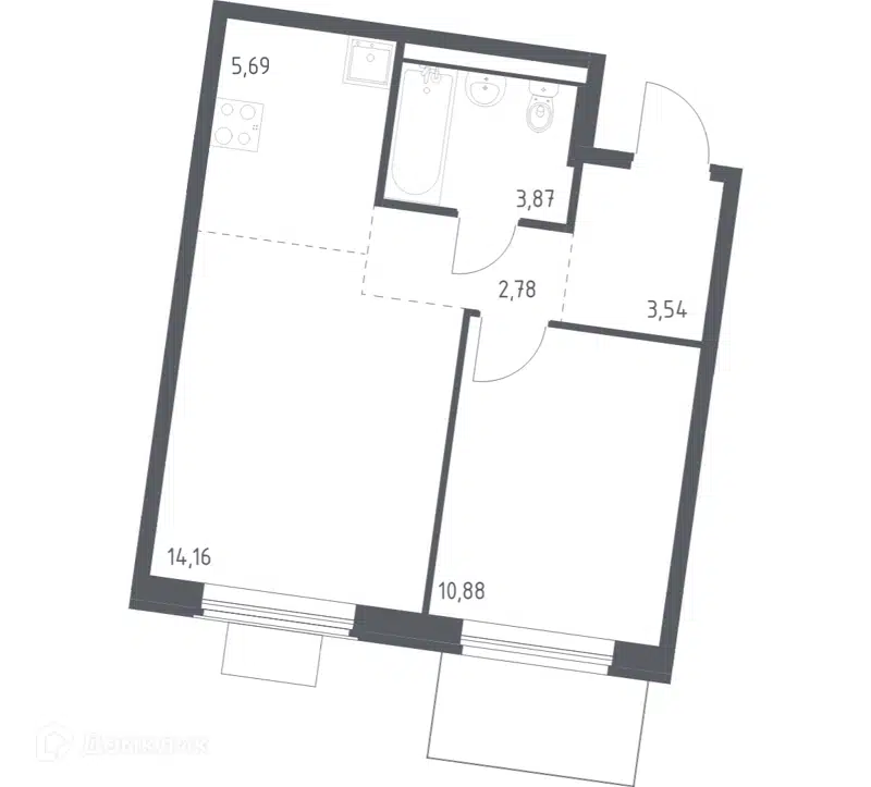 1-комнатная квартира 40.92 м² Квартал Западный