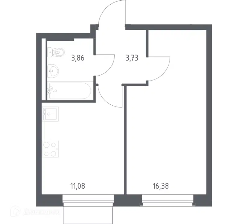 1-комнатная квартира 35.05 м² Квартал Западный