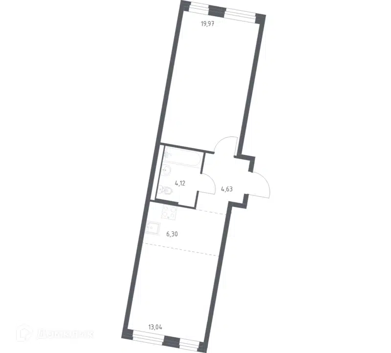 1-комнатная квартира 48.06 м² Квартал Западный