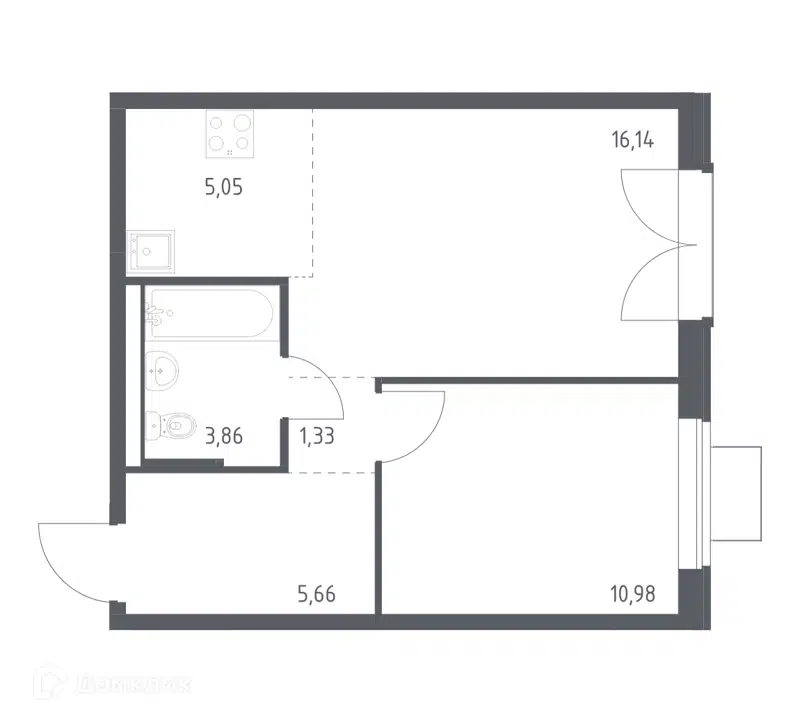 1-комнатная квартира 43.02 м² Квартал Западный