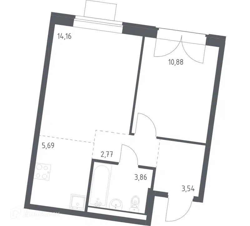 1-комнатная квартира 40.9 м² Квартал Западный