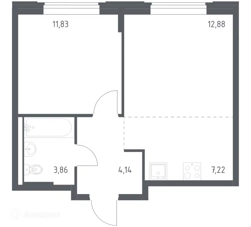 1-комнатная квартира 39.93 м² Квартал Западный
