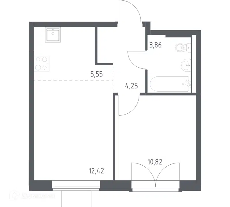 1-комнатная квартира 36.9 м² Квартал Западный