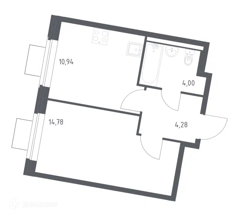 1-комнатная квартира 34 м² Квартал Западный