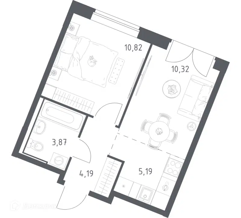 1-комнатная квартира 34.39 м² Квартал Западный