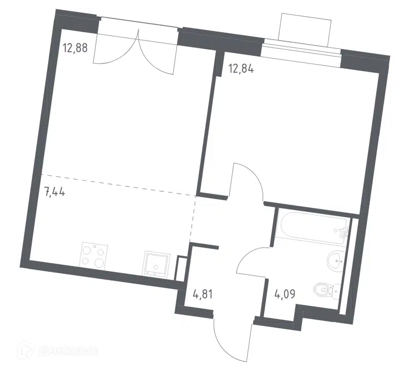 1-комнатная квартира 42.06 м² Квартал Западный