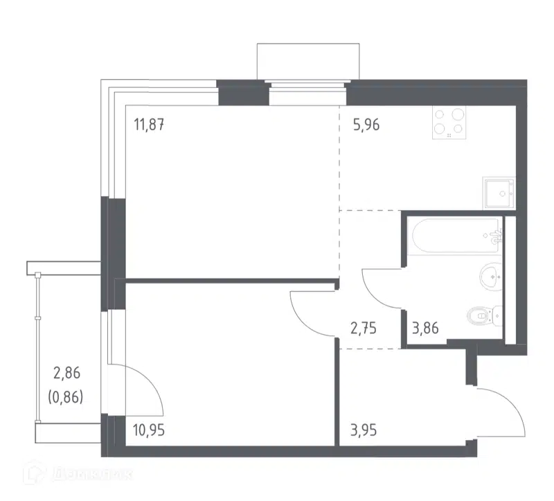 1-комнатная квартира 40.2 м² Квартал Западный