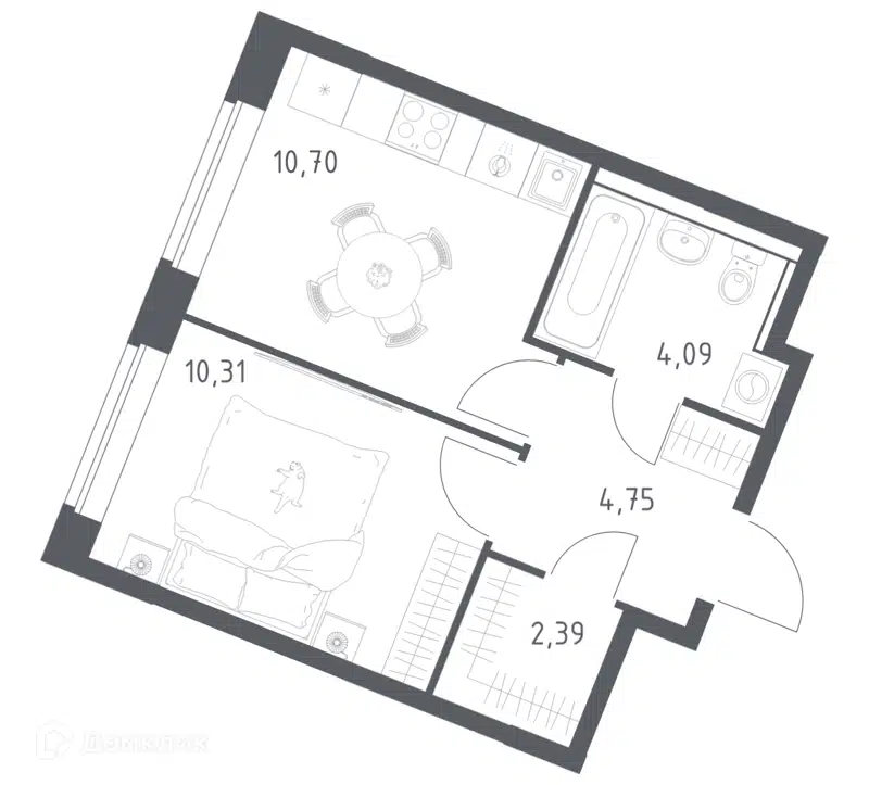 1-комнатная квартира 32.24 м² Квартал Западный