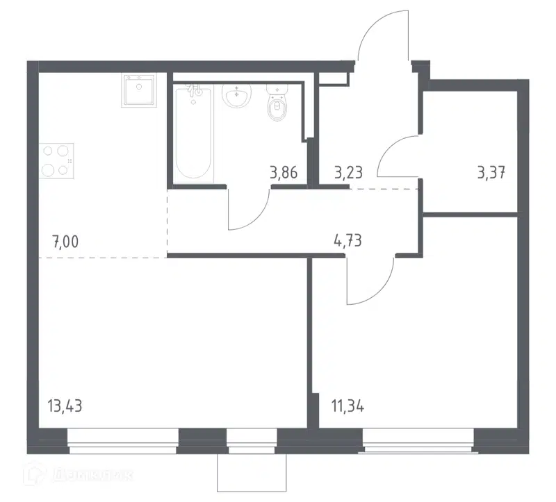 1-комнатная квартира 46.96 м² Квартал Западный