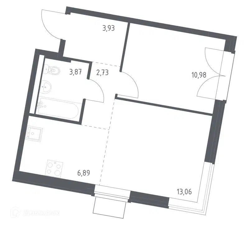 1-комнатная квартира 41.46 м² Квартал Западный
