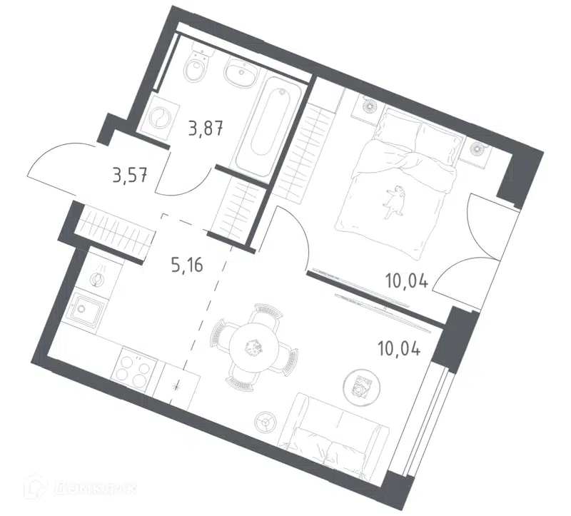 1-комнатная квартира 32.68 м² Квартал Западный