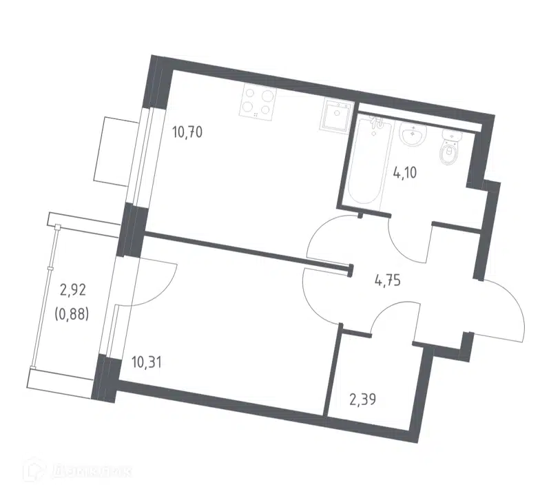 1-комнатная квартира 33.13 м² Квартал Западный