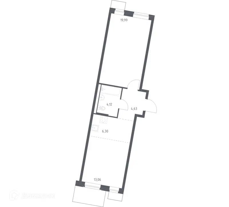 1-комнатная квартира 48.1 м² Квартал Западный