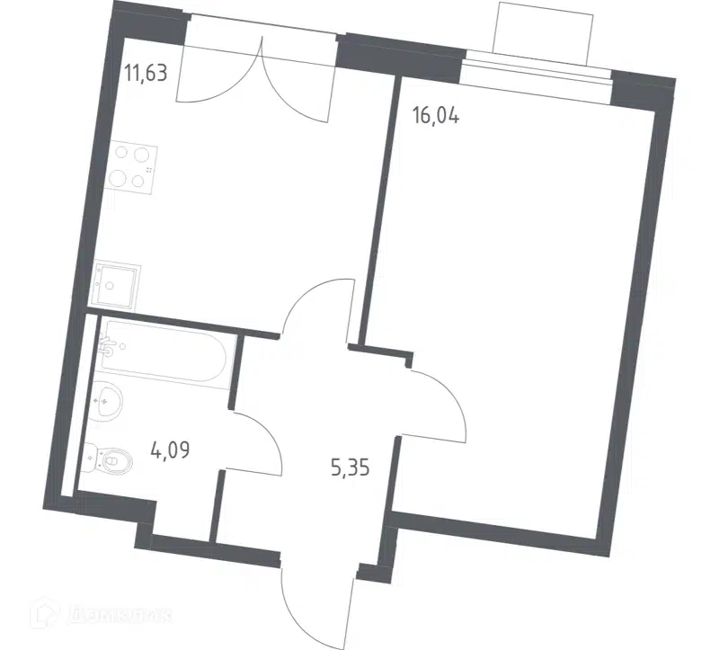 1-комнатная квартира 37.11 м² Квартал Западный