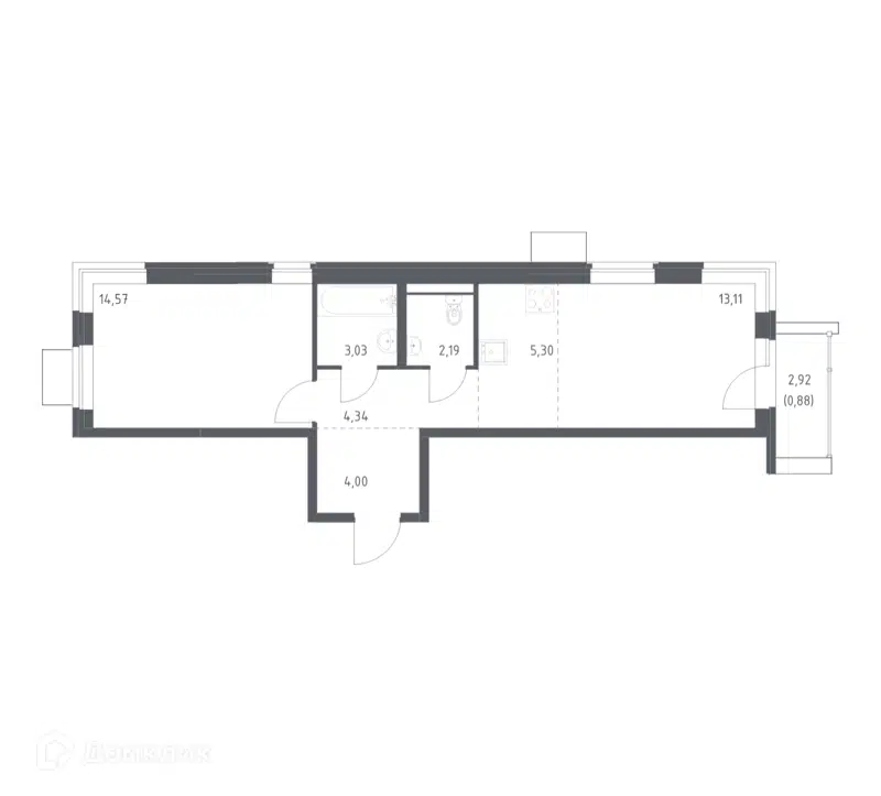 1-комнатная квартира 47.42 м² Квартал Западный