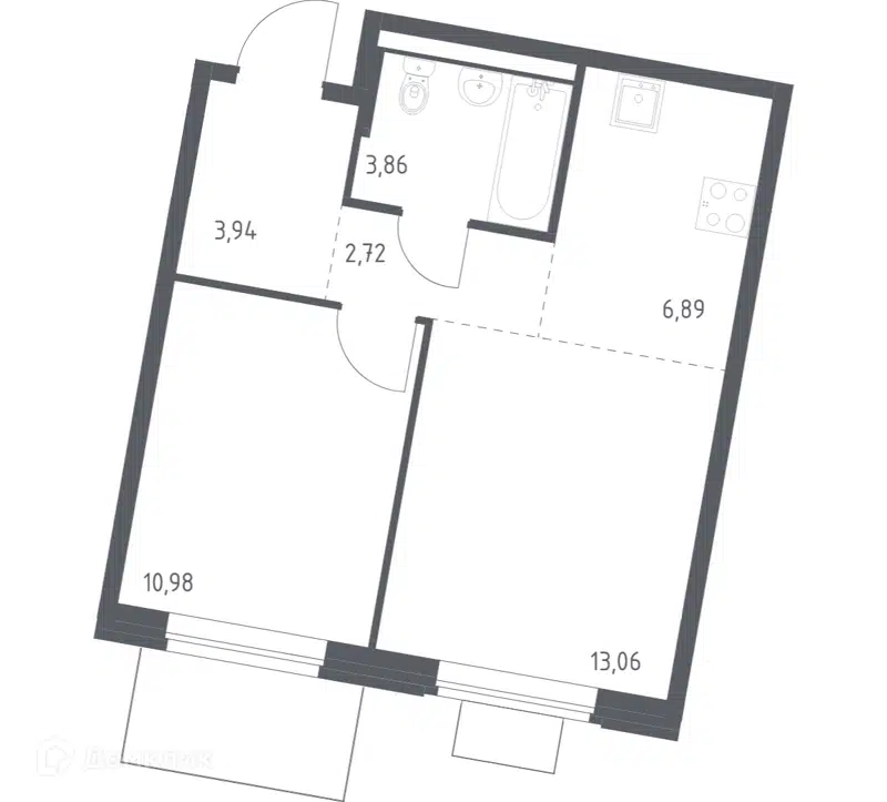1-комнатная квартира 41.45 м² Квартал Западный