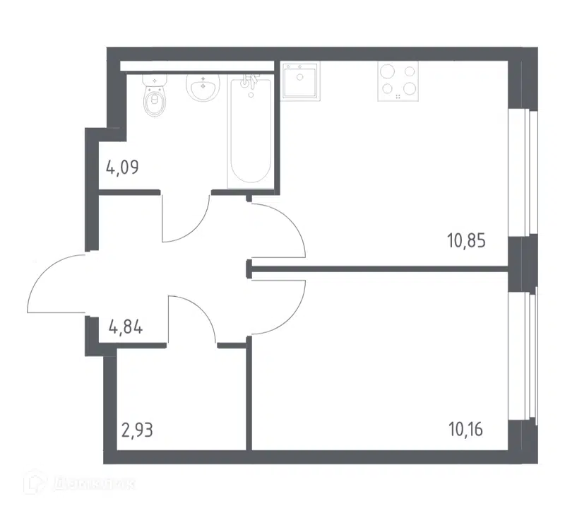 1-комнатная квартира 32.87 м² Квартал Западный